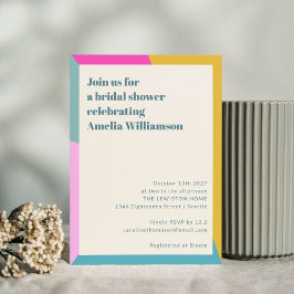 明るいおもしろいカラフル幾何ユニークブライダルシャワー 招待状