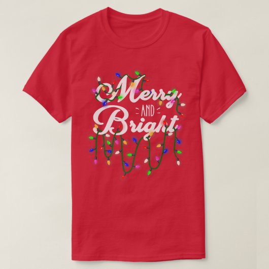 明るいおもしろいクリスマメリースライトクリスマス穴 Tシャツ (デザイン正面)