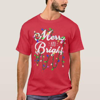 明るいおもしろいクリスマメリースライトクリスマス穴 Tシャツ