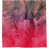 明るいおもしろいピンクトロピカルサマーパーム葉 シャワーカーテン (正面)