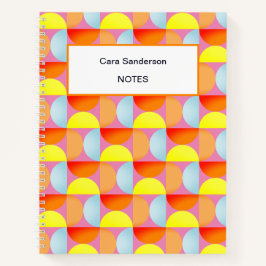 明るいおもしろいミッドセンチュリーモダン抽象芸術半円 ノートブック