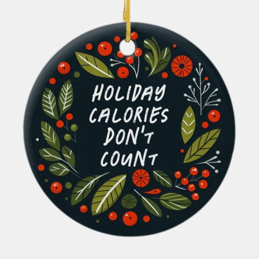明るいおもしろいメリー休暇カロリー セラミックオーナメント (裏面)