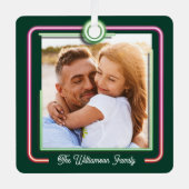 明るいおもしろいレトロネオンピンク&グリーンフレーム2枚の写真 メタルオーナメント (正面)