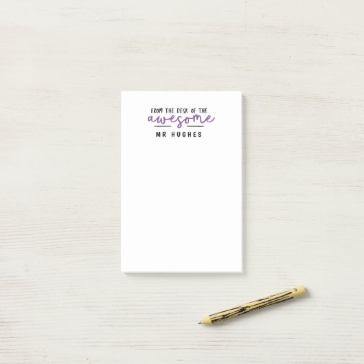 明るいおもしろい先生ギフト紫の机から ポストイット (デスク上)