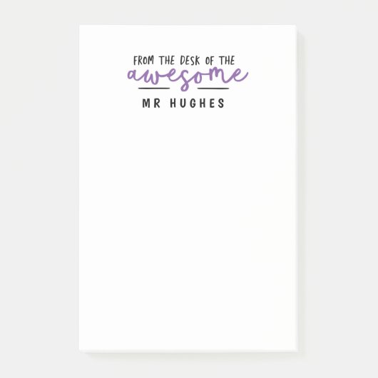 明るいおもしろい先生ギフト紫の机から ポストイット (正面)