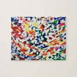 明るいおもしろい芸術的ブルーレッドイエロー抽象芸術絵を描 ジグソーパズル