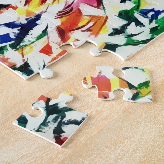 明るいおもしろい芸術的ブルーレッドイエロー抽象芸術絵を描 ジグソーパズル (側面)