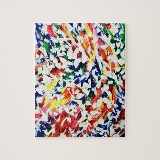 明るいおもしろい芸術的ブルーレッドイエロー抽象芸術絵を描 ジグソーパズル (縦)