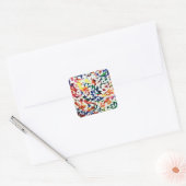 明るいおもしろい芸術的ブルーレッドイエロー抽象芸術絵を描 スクエアシール (封筒)