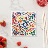 明るいおもしろい芸術的ブルーレッドイエロー抽象芸術絵を描 スタンダードカクテルナプキン (インサイチュ)
