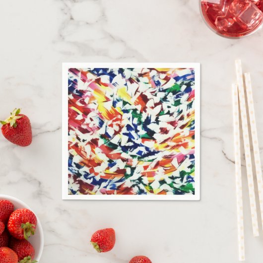 明るいおもしろい芸術的ブルーレッドイエロー抽象芸術絵を描 スタンダードカクテルナプキン (インサイチュ)
