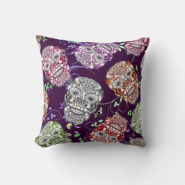 明るいおもしろい華美スカルファブリックプリント クッション