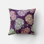 明るいおもしろい華美スカルファブリックプリント クッション (裏面)