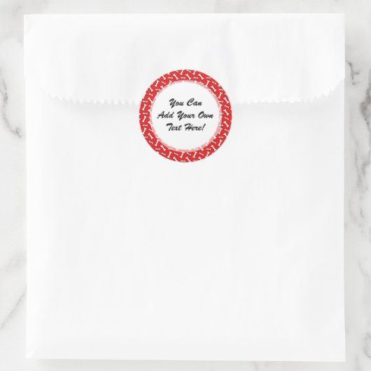 明るいおもしろい赤い犬の愛犬家の骨パターン ラウンドシール (バッグ)