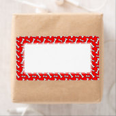 明るいおもしろい赤い犬の愛犬家の骨パターン ラベル (インサイチュ)