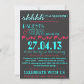 明るいおもしろい·サプライズ·バースデー·パーティーの招待の子ども 招待状 (裏面)