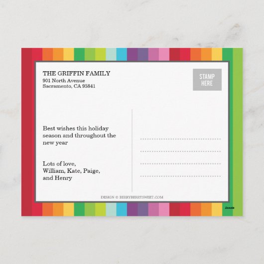 明るいおカラフルよび休日のフォトカードはがき シーズンポストカード (裏面)