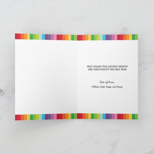 明るいおカラフルよび休日のフォトカード シーズンカード (内部)