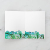 明るいお洒落ティール(緑がかった色)の緑の白 シーズンカード (内部)