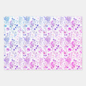 明るいお洒落ネオンカラフルワイルドフラワーガーデン ラッピングペーパーシート (正面)