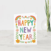 明るいお洒落ハッピーニューイヤーの手書き カード (正面)