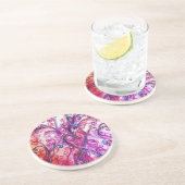 明るいお洒落ピンク色のハートを飾る コースター (側面)