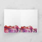 明るいお洒落ピンク色の紫の白が咲く シーズンカード (内部)