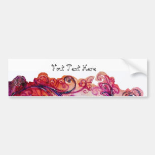 明るいお洒落ピンク色の紫の白が咲く バンパーステッカー