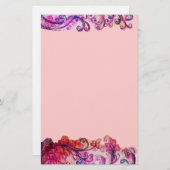 明るいお洒落ピンク色の赤い紫が咲く 便箋 (正面/裏面)