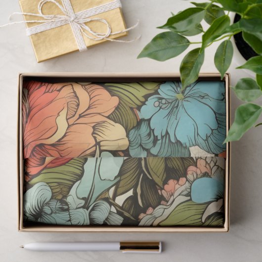 明るいお洒落フローラインスパイアヴィンテージ 薄葉紙 (ギフト)