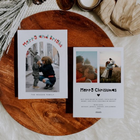 明るいお洒落メリーアーチフレームのクリスマス シーズンカード