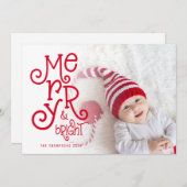 明るいお洒落メリーフォトオーバーレイクリスマス シーズンカード (正面/裏面)