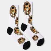 明るいお洒落緑色の目を持つ漫画の猫 ソックス (右)