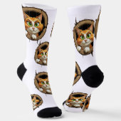 明るいお洒落緑色の目を持つ漫画の猫 ソックス (傾斜あり)