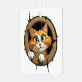 明るいお洒落緑色の目を持つ漫画の猫 メタルオーナメント (正面左)
