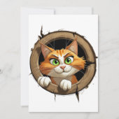 明るいお洒落緑色の目を持つ漫画の猫 招待状 (正面)
