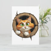 明るいお洒落緑色の目を持つ漫画の猫 招待状 (スタンド正面)