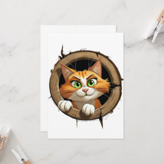 明るいお洒落緑色の目を持つ漫画の猫 招待状