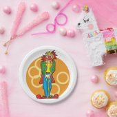 明るいお洒落色の漫画ピエロ ペーパープレート (パーティー)