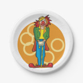 明るいお洒落色の漫画ピエロ ペーパープレート (正面)