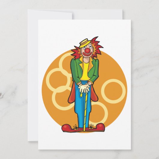 明るいお洒落色の漫画ピエロ 招待状 (正面)