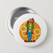 明るいお洒落色の漫画ピエロ 缶バッジ (正面&裏面)