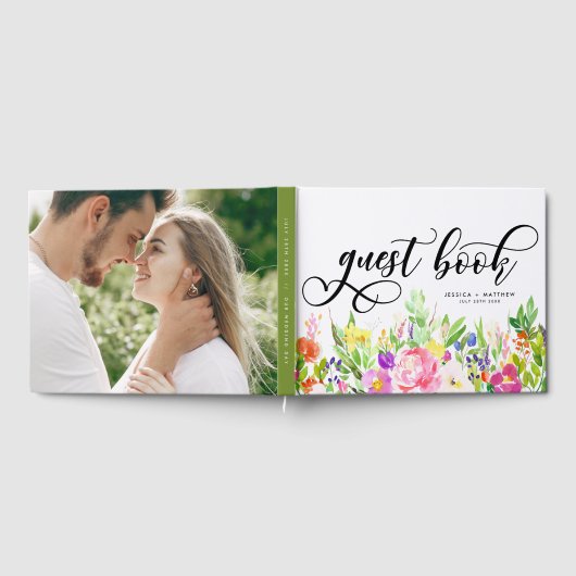 明るいお洒落花と水結婚色 ゲストブック (全面)