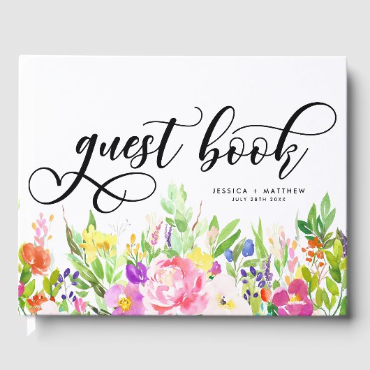 明るいお洒落花と水結婚色 ゲストブック (正面)