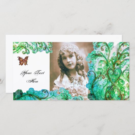 明るいお洒落青の白い緑が輝く (正面/裏面)