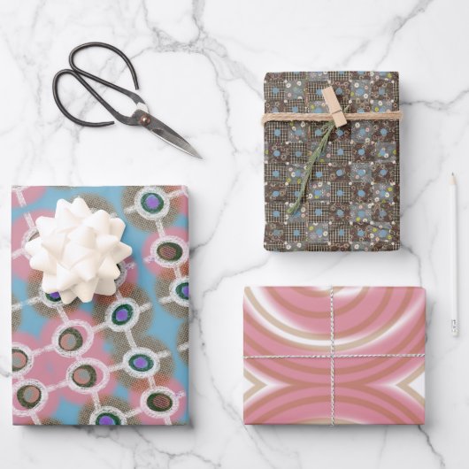 明るいかわいらしピンクフレンドリーのラッピング紙 ラッピングペーパーシート (正面)