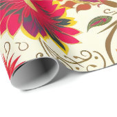 明るいかわいらしフローラカラフルペイズリーパターン ラッピングペーパー (ロールコーナー)