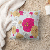 明るいかわいらしフローラピロークピンクタンブルー クッション (ブランケット)