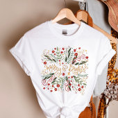 明るいかわいらしフローラメリークリスマスホリデー Tシャツ