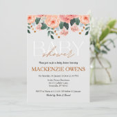 明るいかわいらし灰色のフローラ赤面ベビーシャワー 招待状 (スタンド正面)